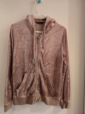 BCBGMaxAzria Rose Pink Velour Zip Hoodie